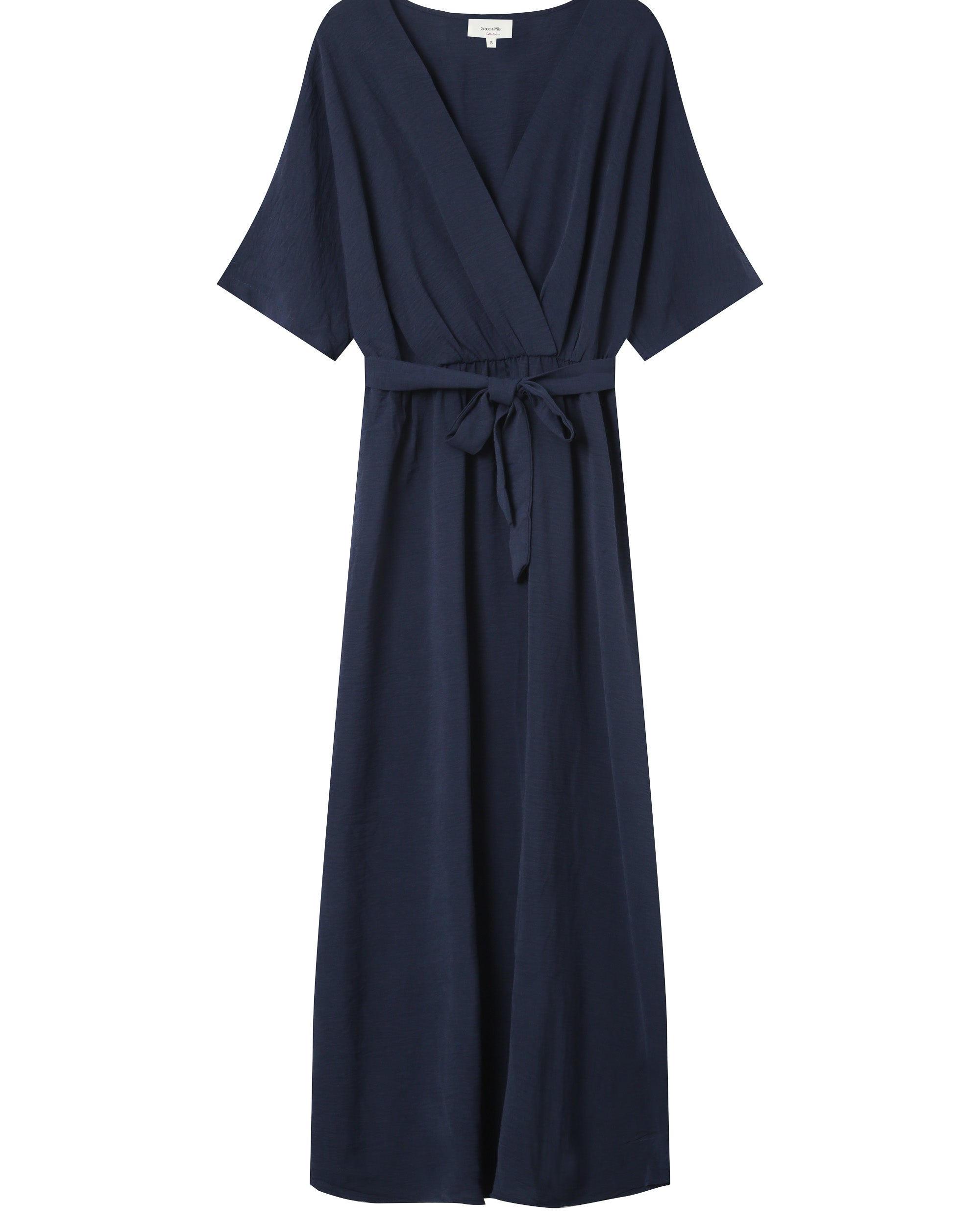 Robe longue portefeuille marine Maud