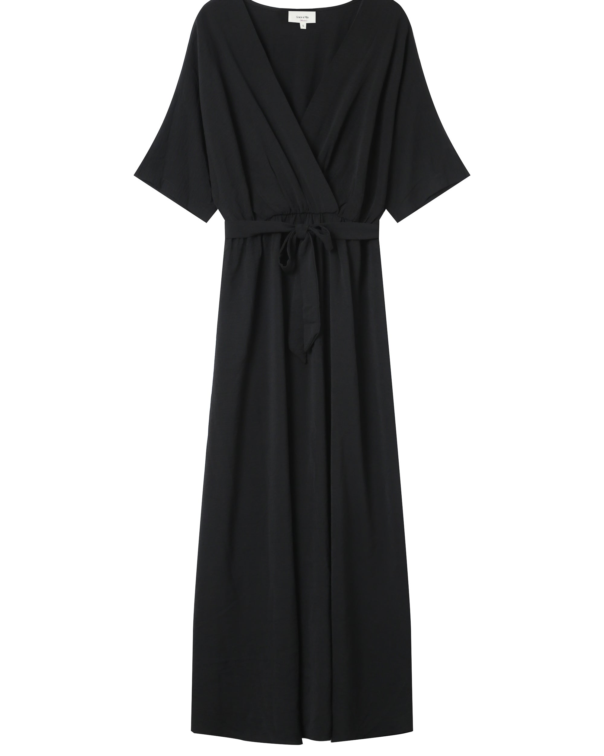 Robe longue portefeuille noir Maud