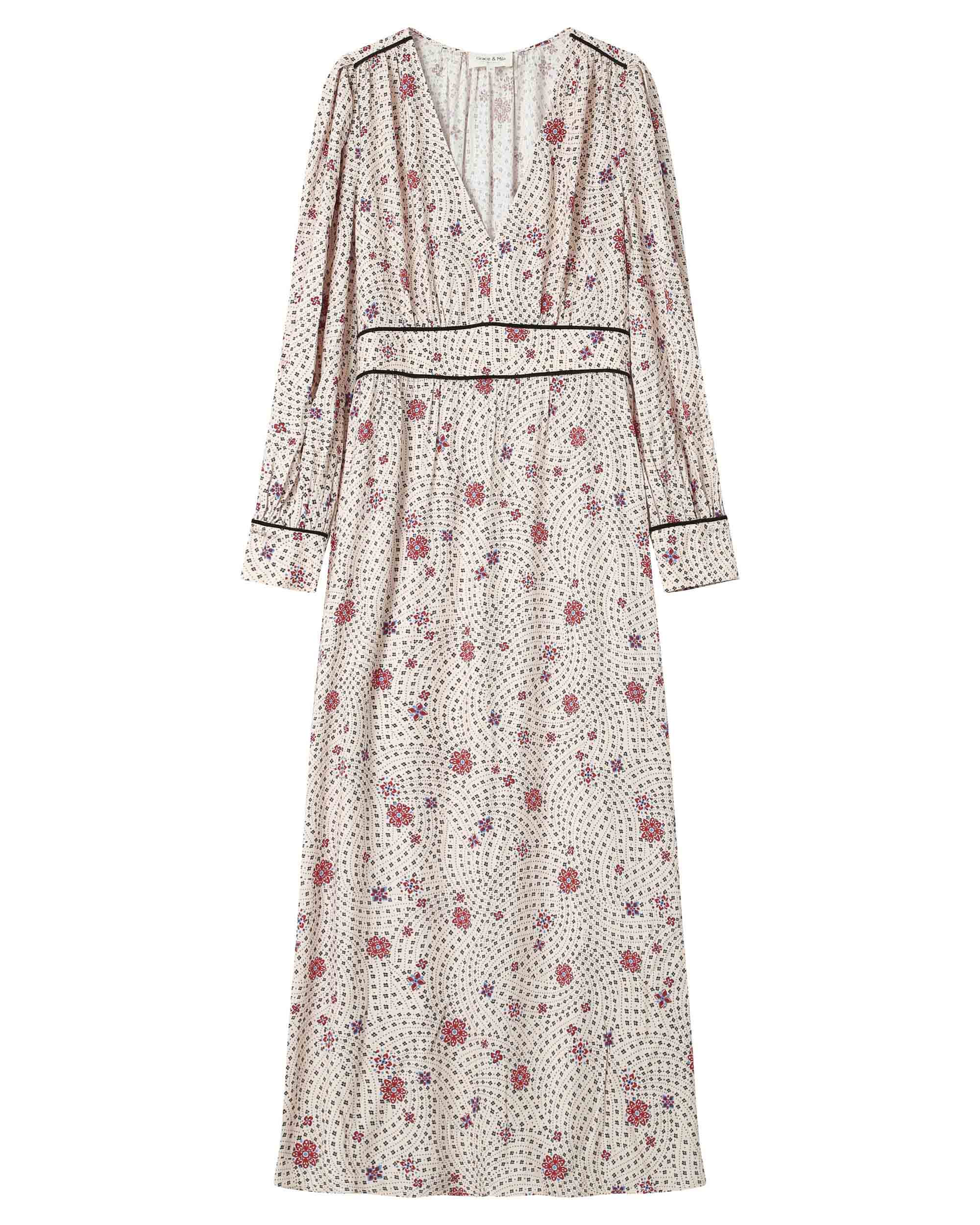 Robe longue a fleurs ecru Sensible