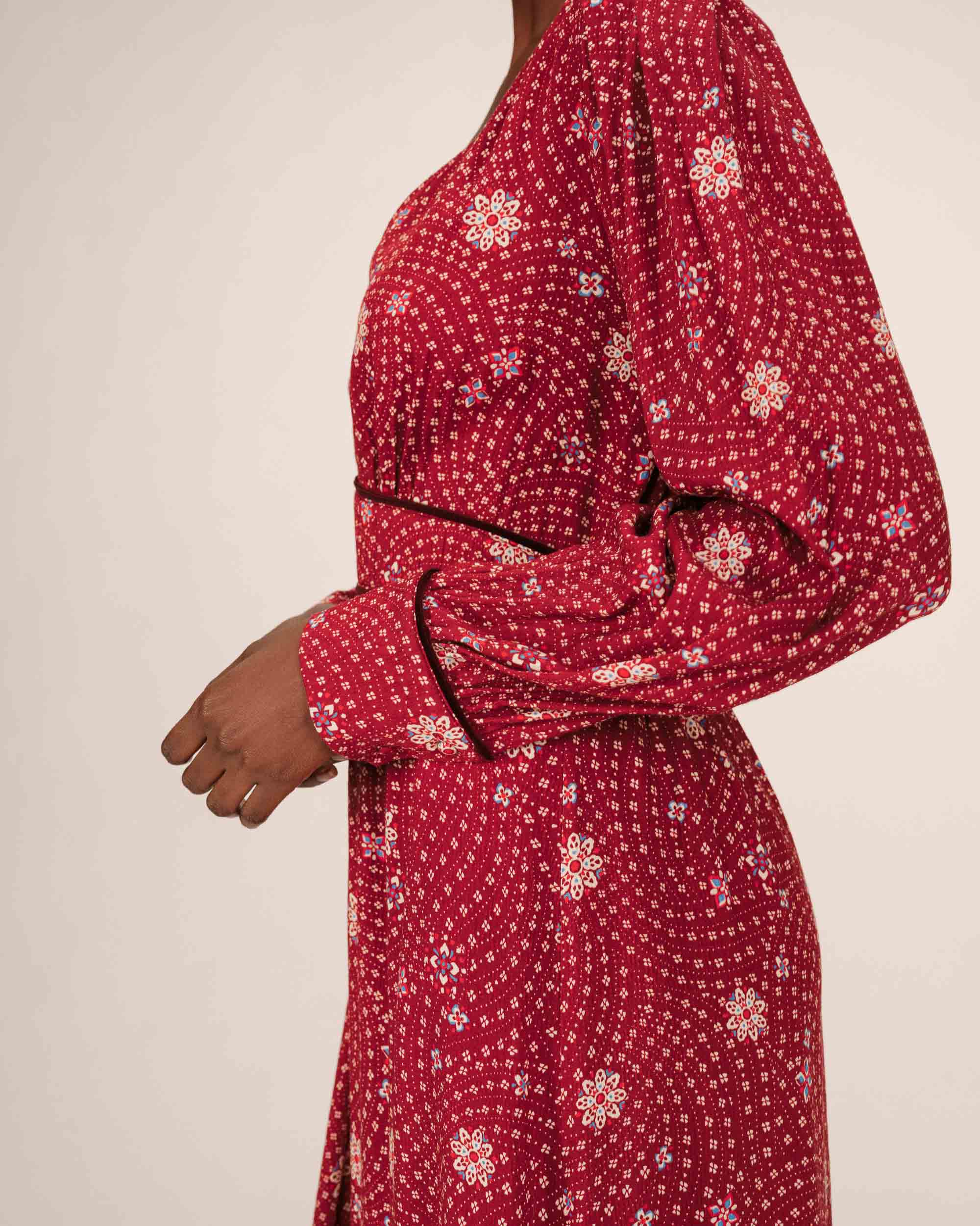 Robe longue a fleurs terracotta Sensible