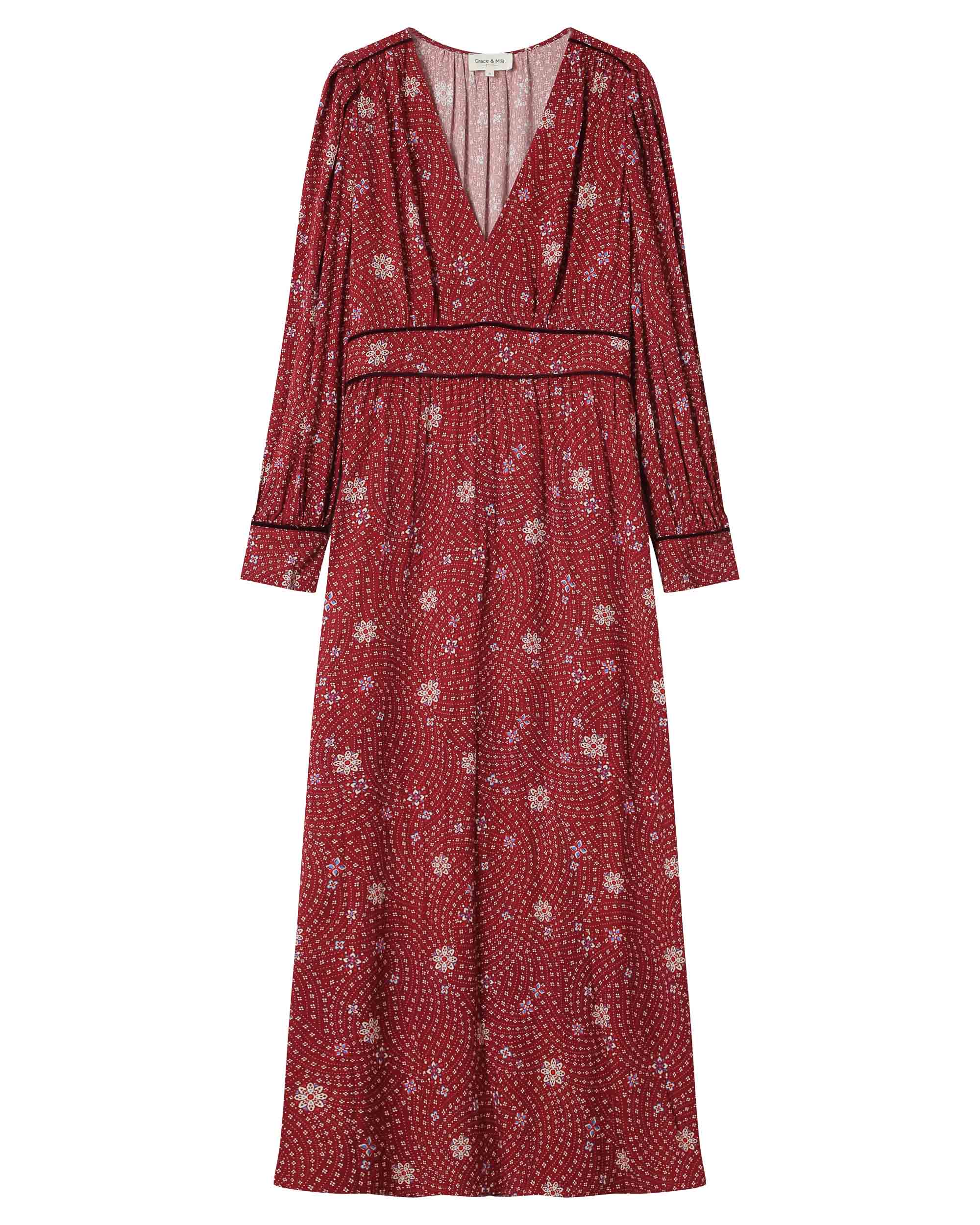 Robe longue a fleurs terracotta Sensible