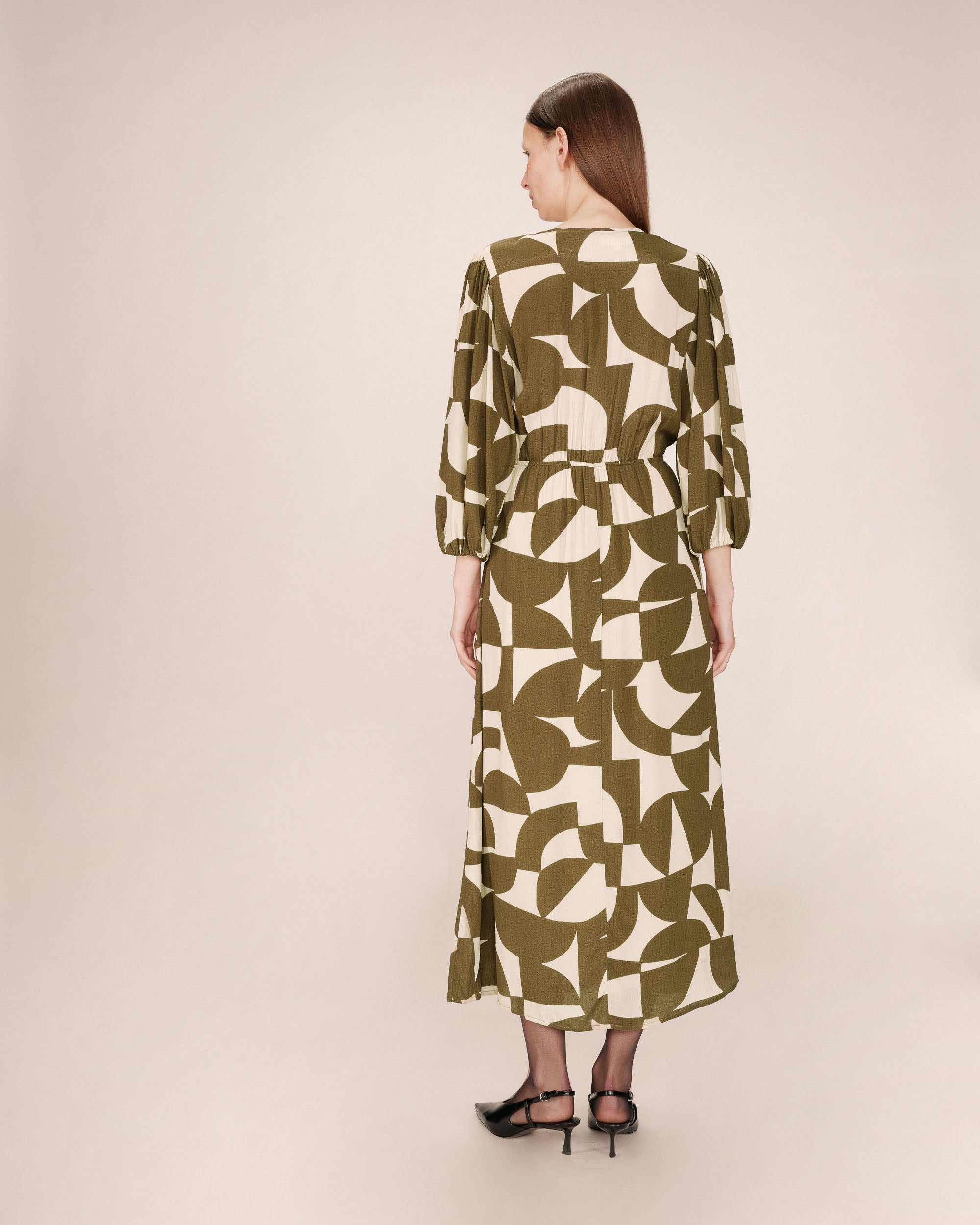 Robe courte graphique olive Shelly