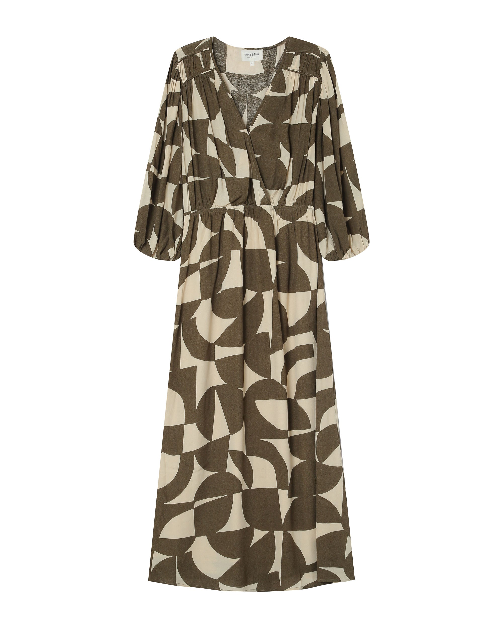 Robe courte graphique olive Shelly