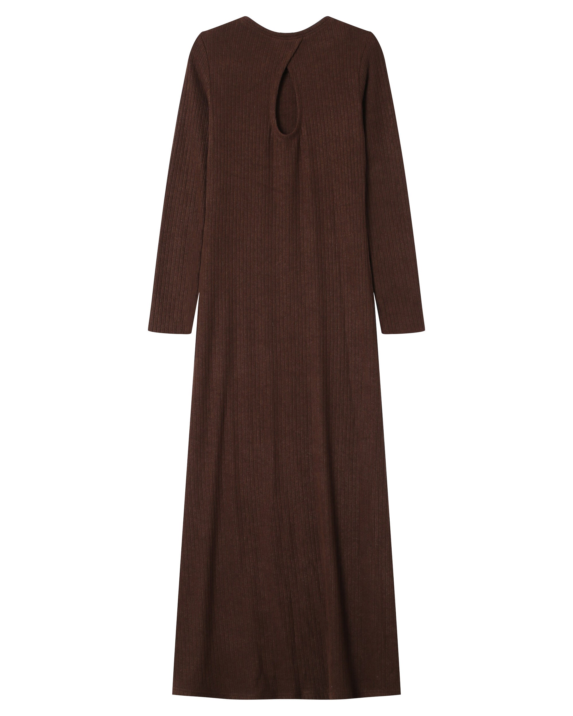 Robe longue côtelée chocolat Sorina