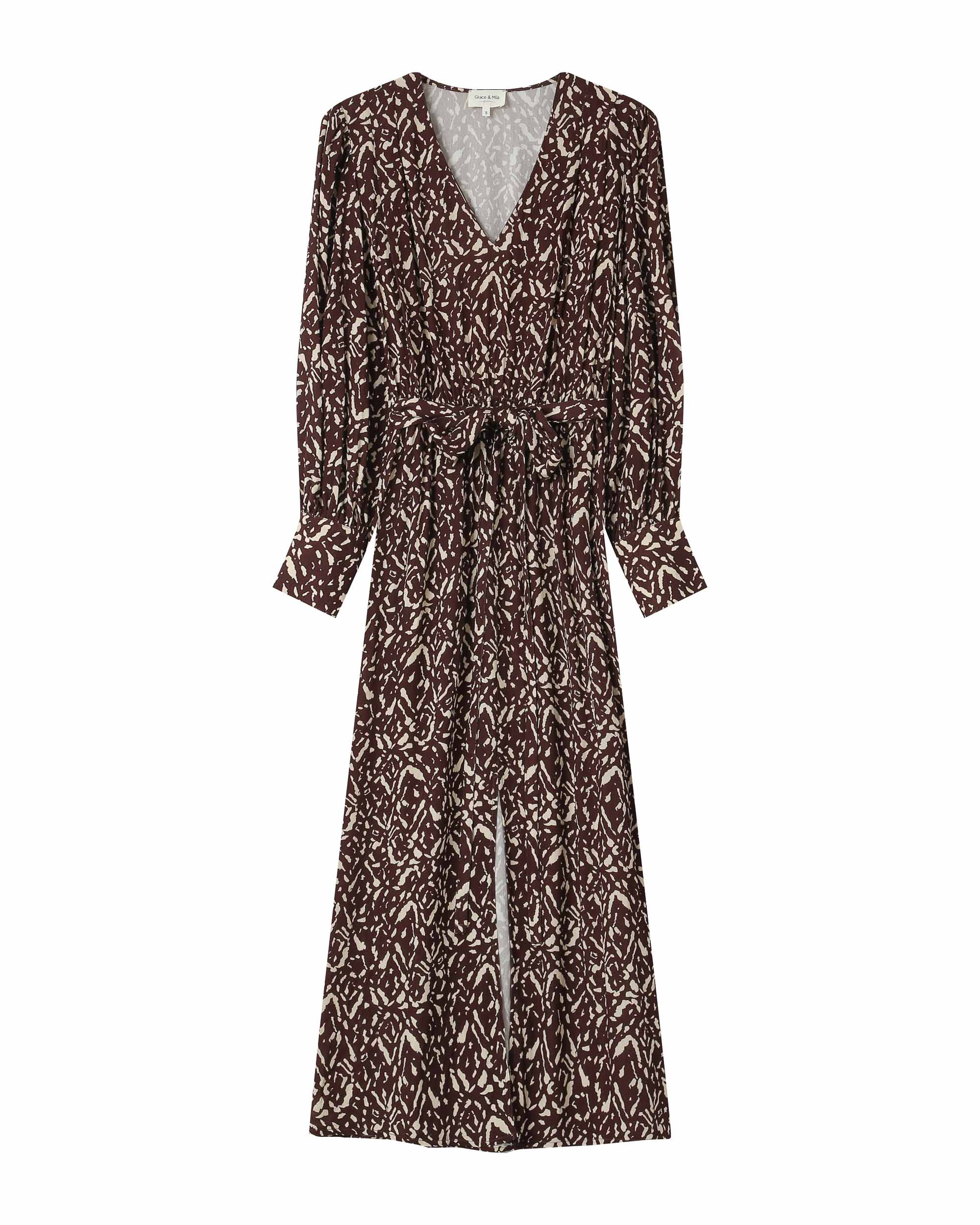 Robe longue abstraite chocolat Soisson