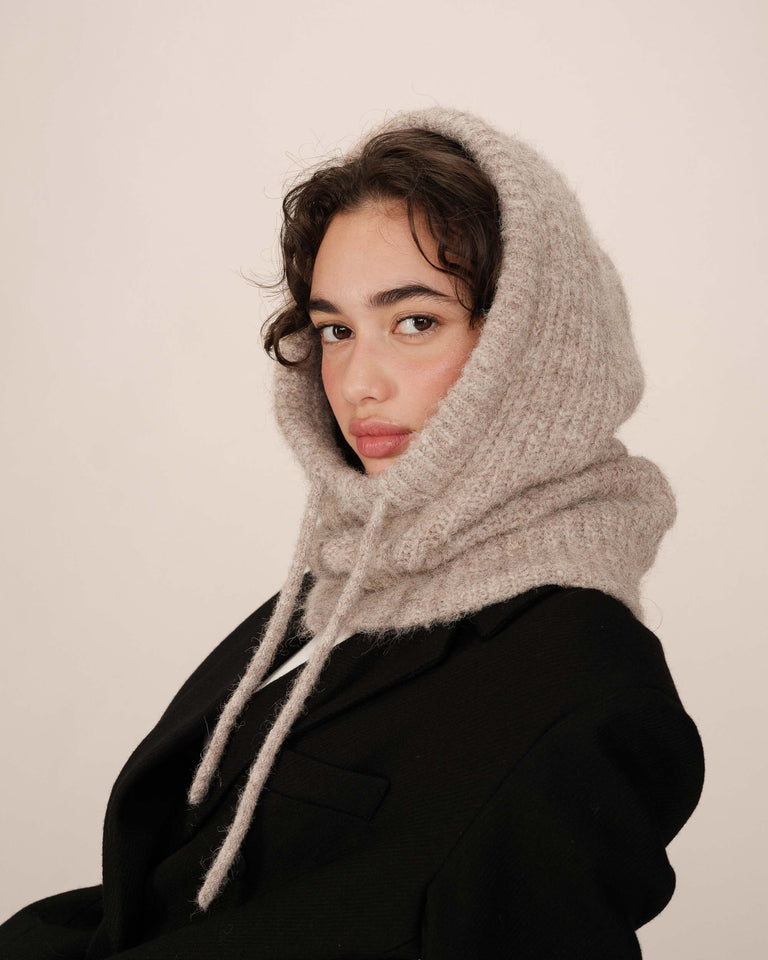 Cagoule en maille taupe Samourai