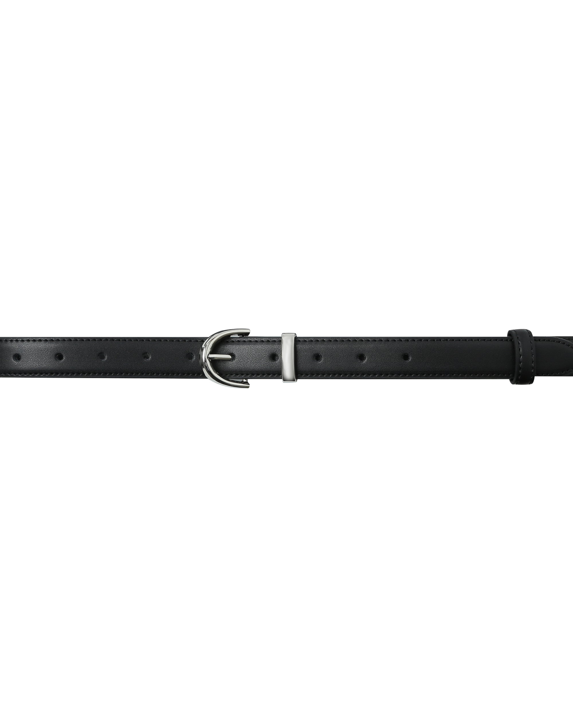 Ceinture en cuir lisse noir Silver