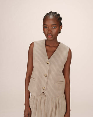 Striped waistcoat greige Sister