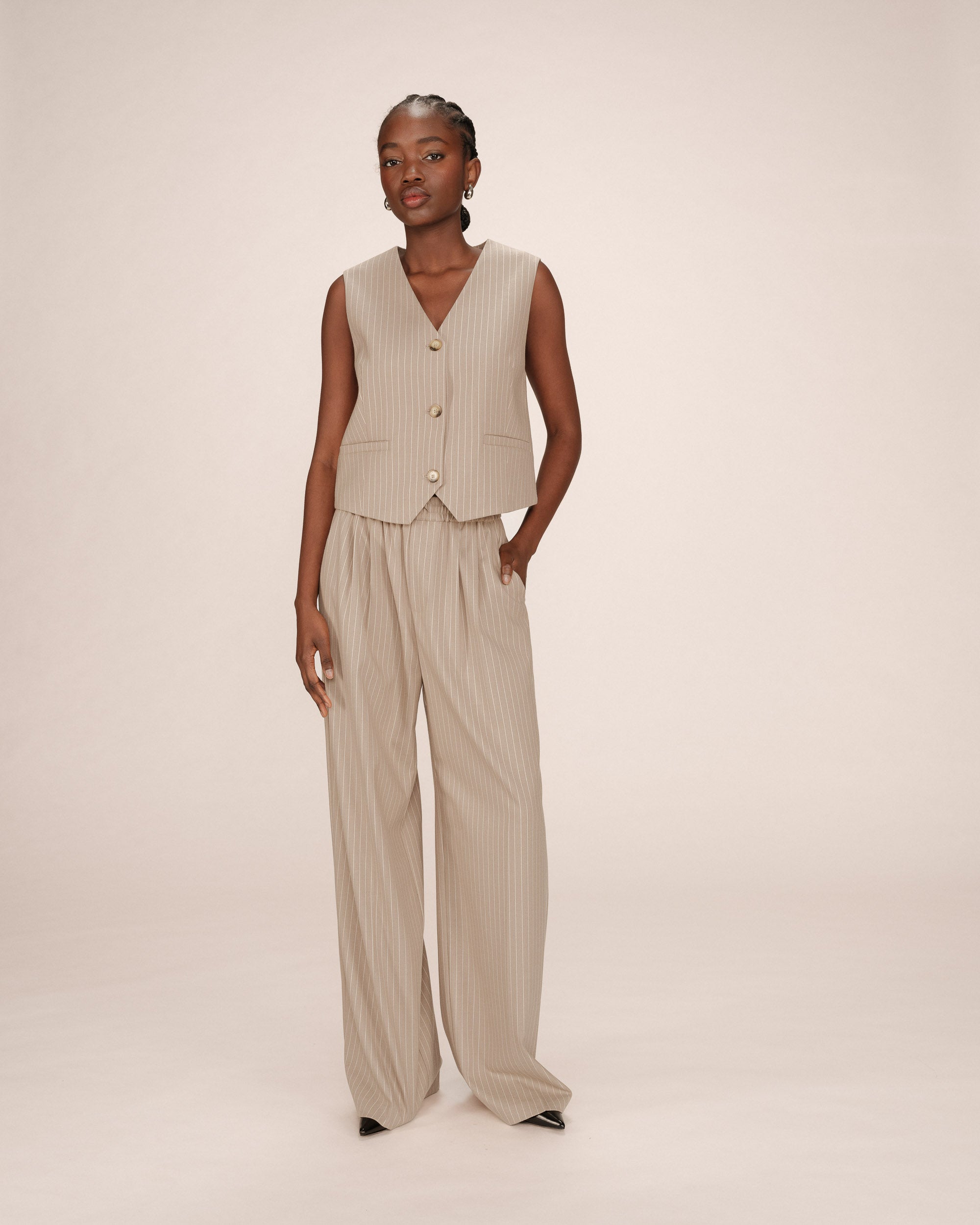 Striped waistcoat greige Sister