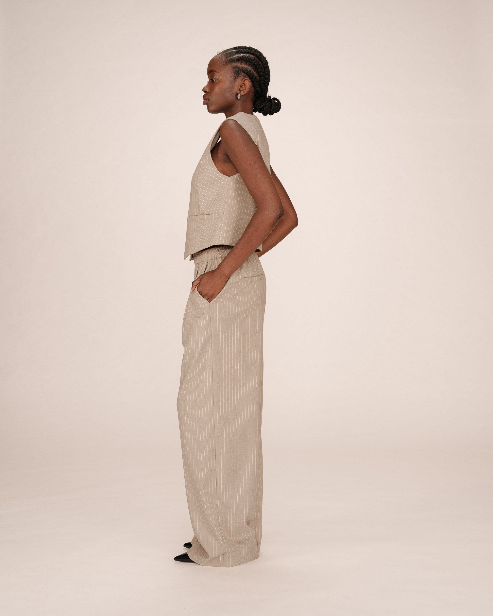 Striped waistcoat greige Sister