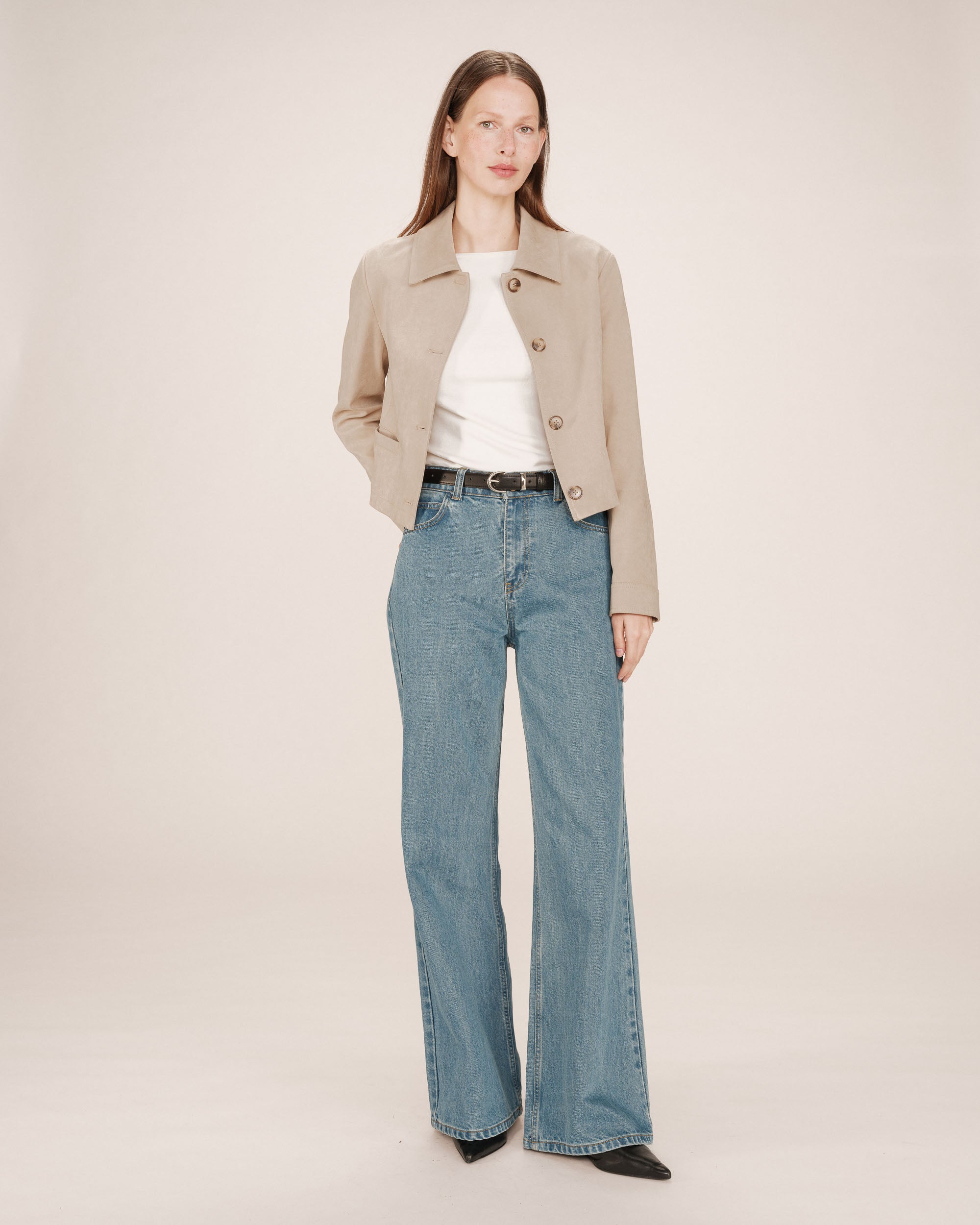 Veste en suedine greige Sullivan