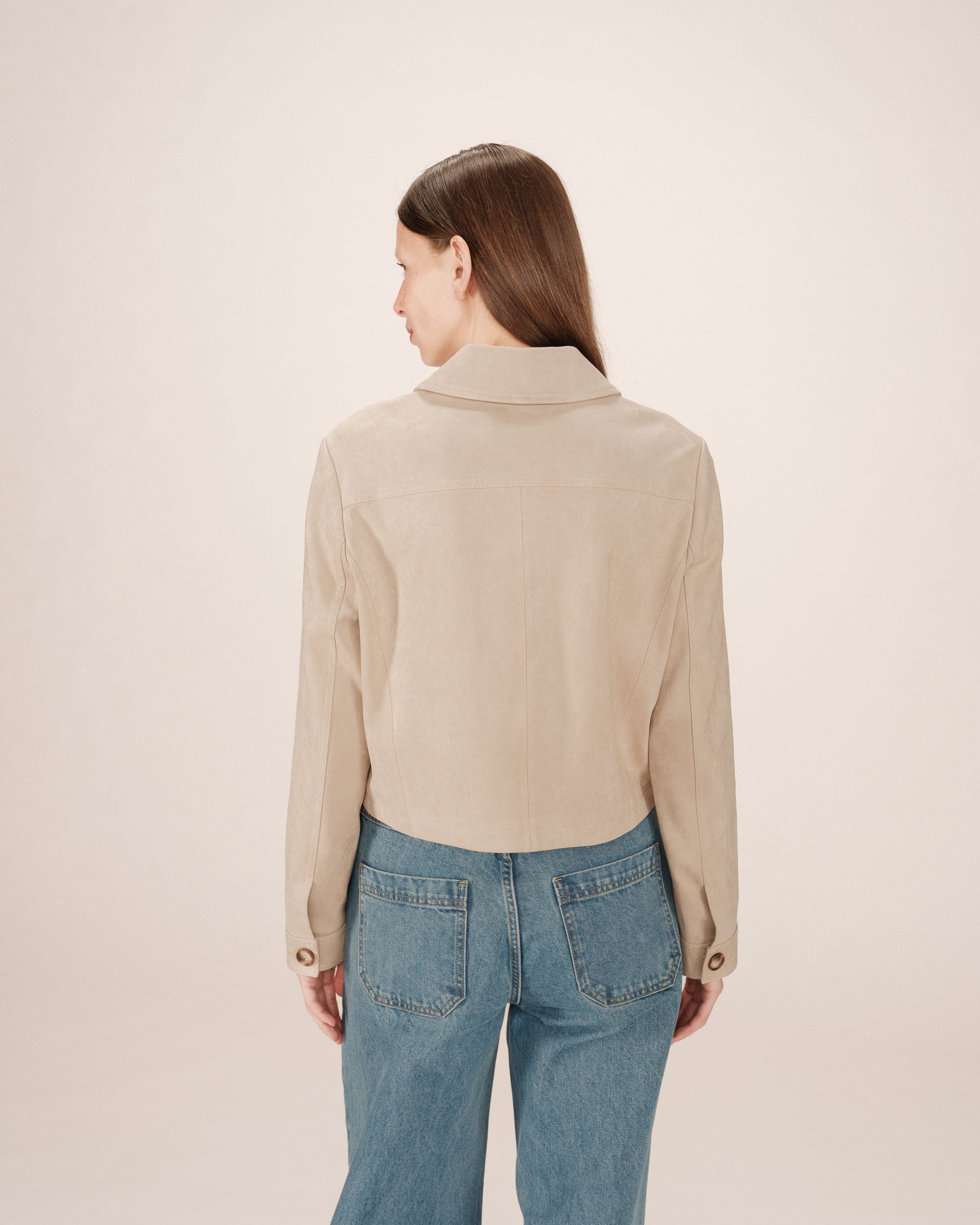Veste en suedine greige Sullivan