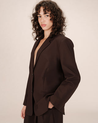 Blazer large droit chocolat Strong