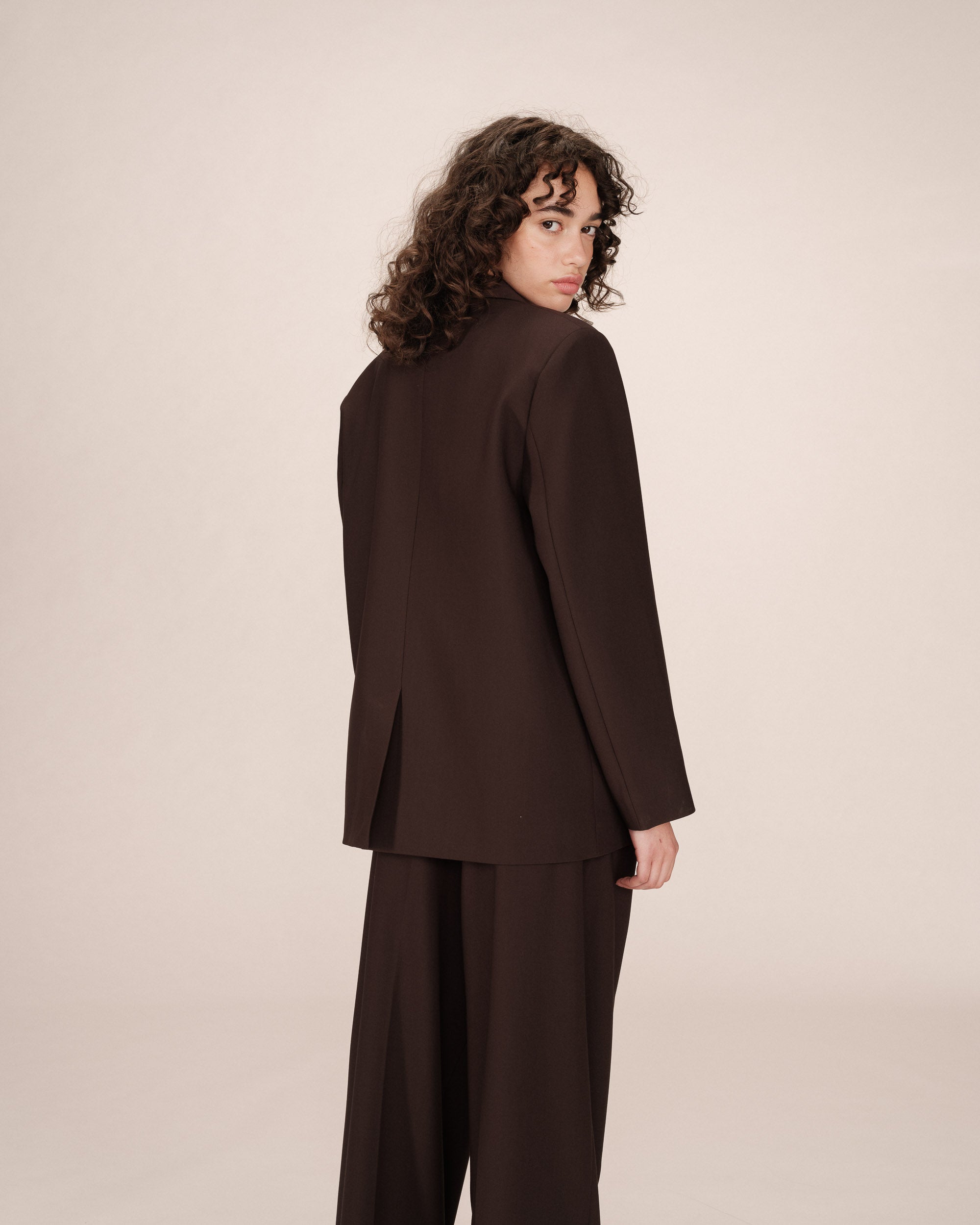 Blazer large droit chocolat Strong