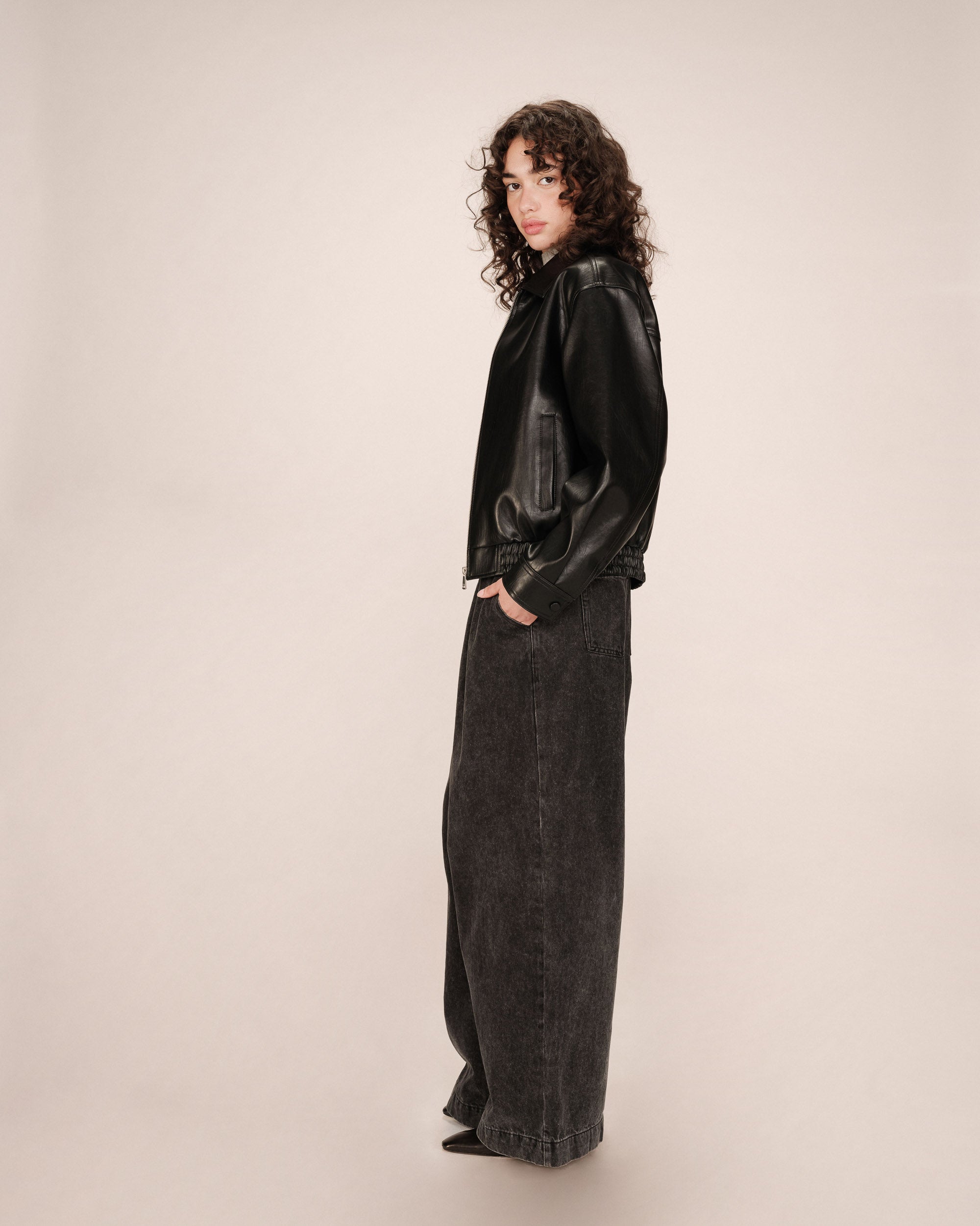 Faux leather jacket black Sunisa
