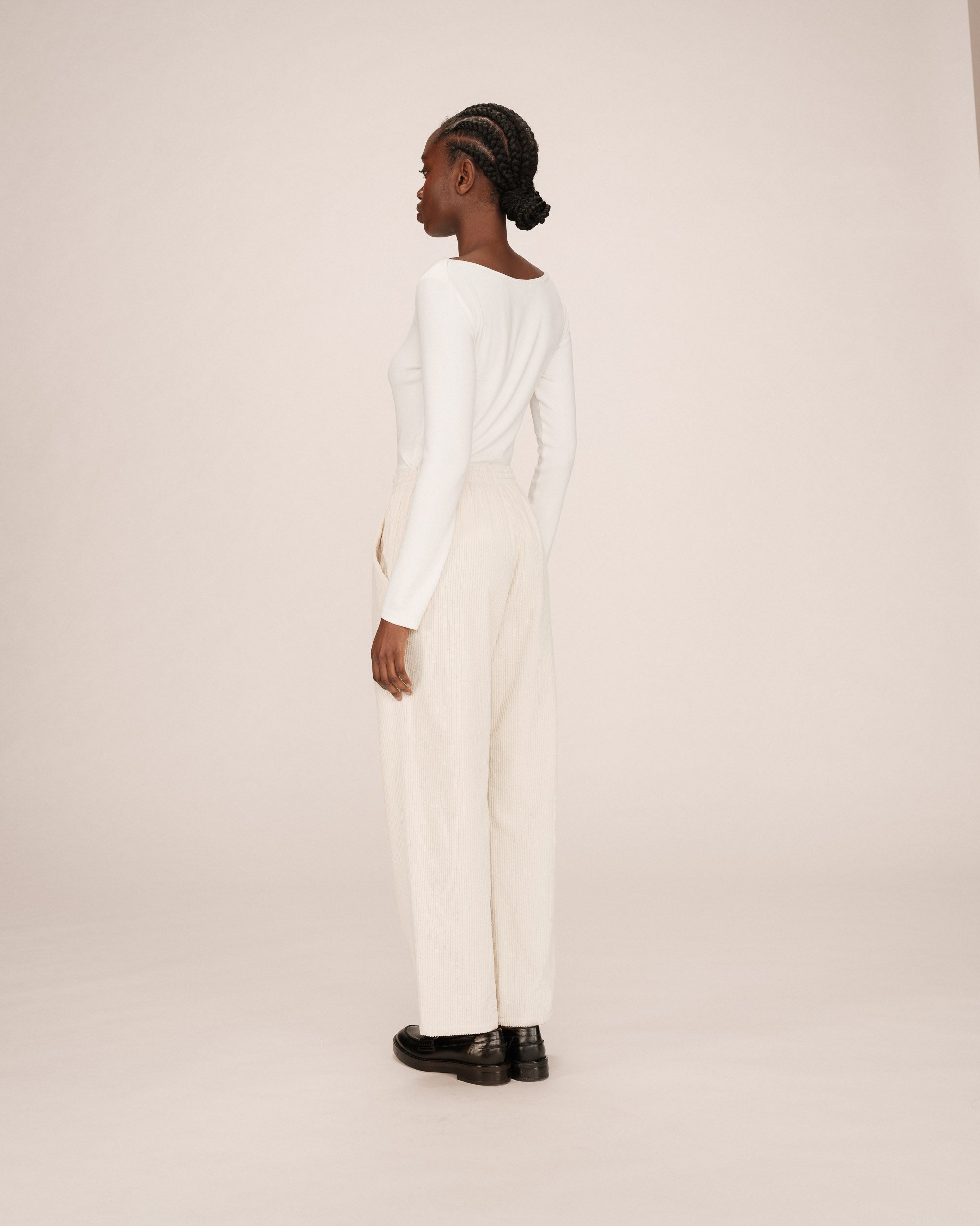 Pantalon large velours ecru Liberty