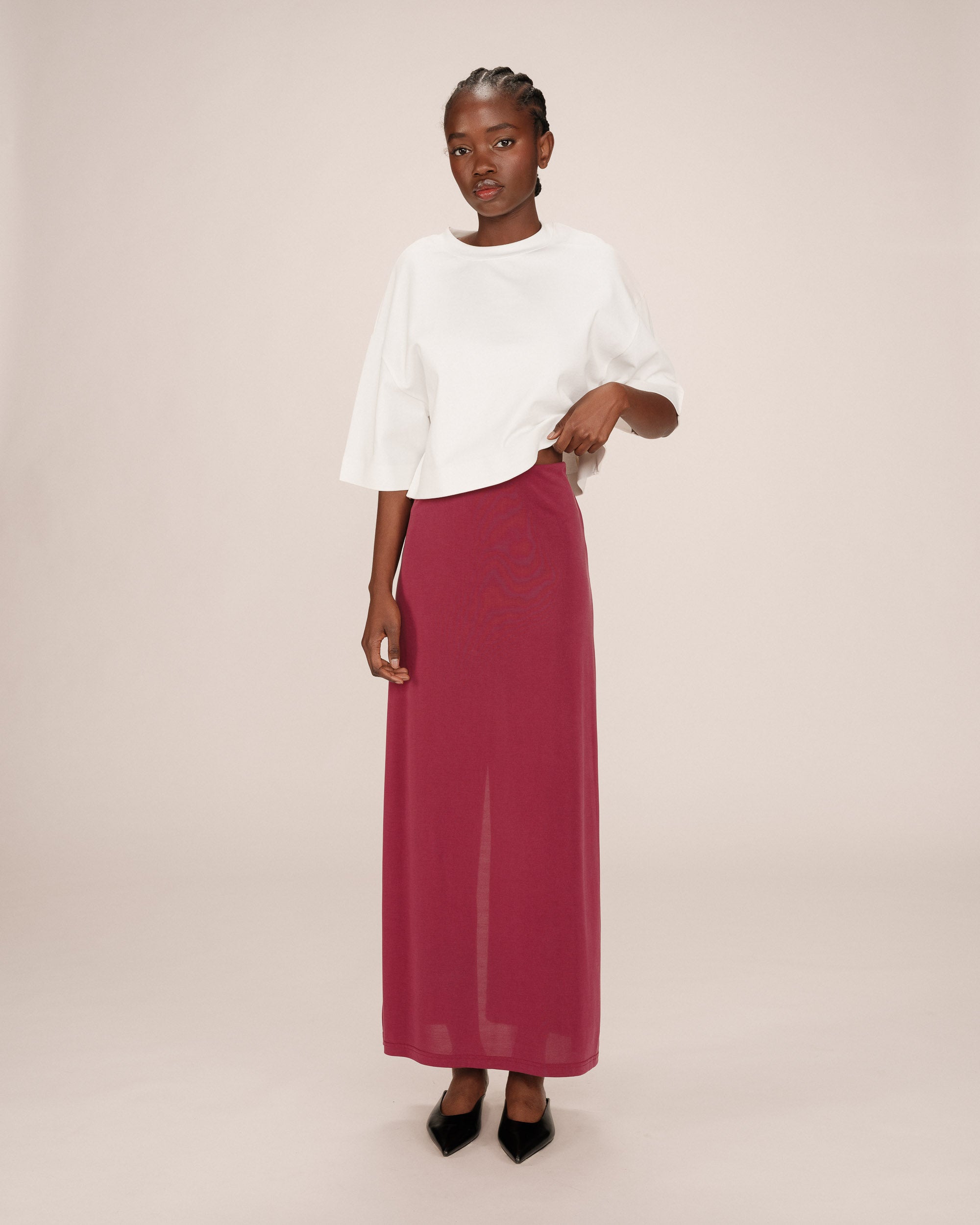 Jupe en modal bordeaux Sama