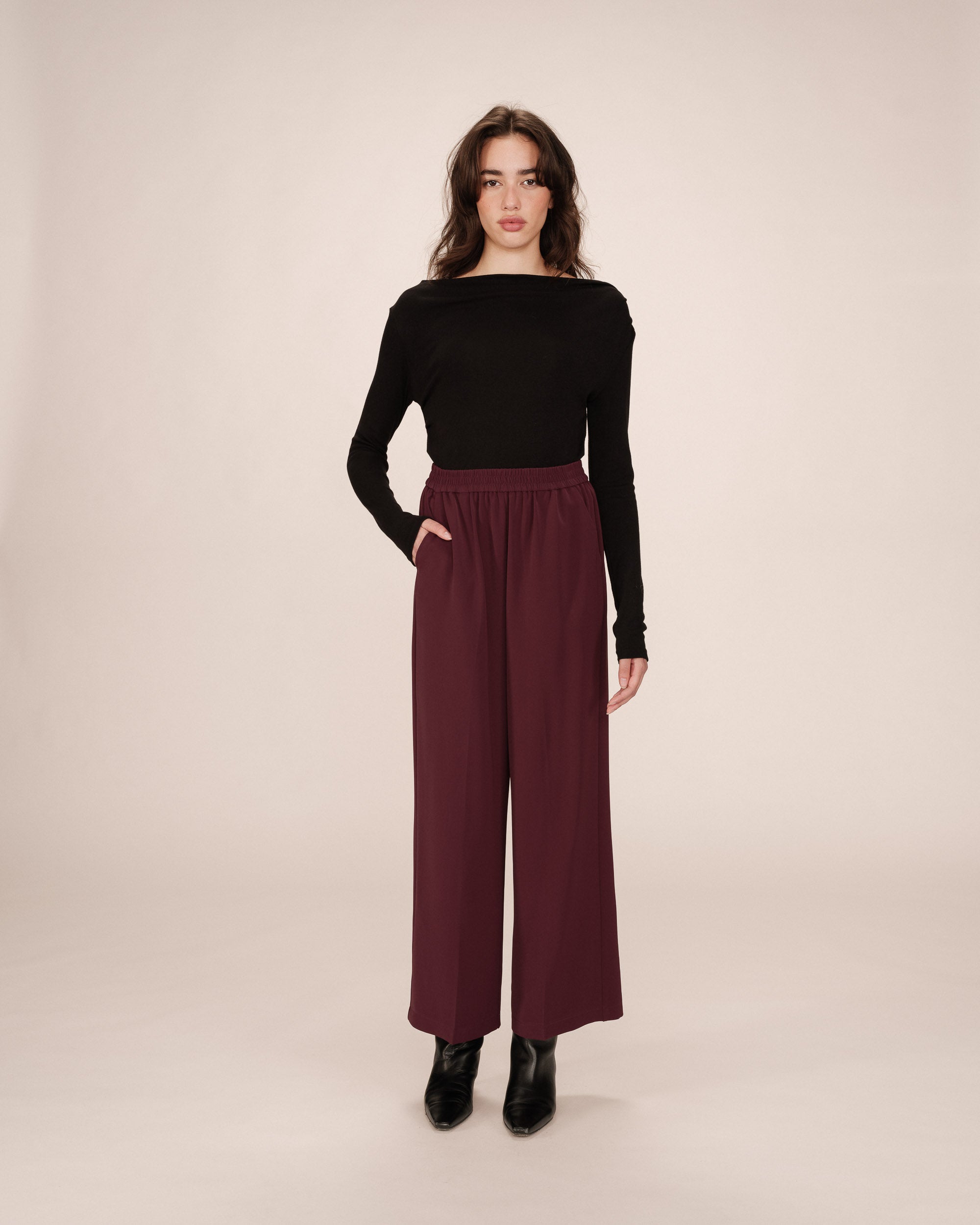 Pantalon fluide bordeaux Noblesse