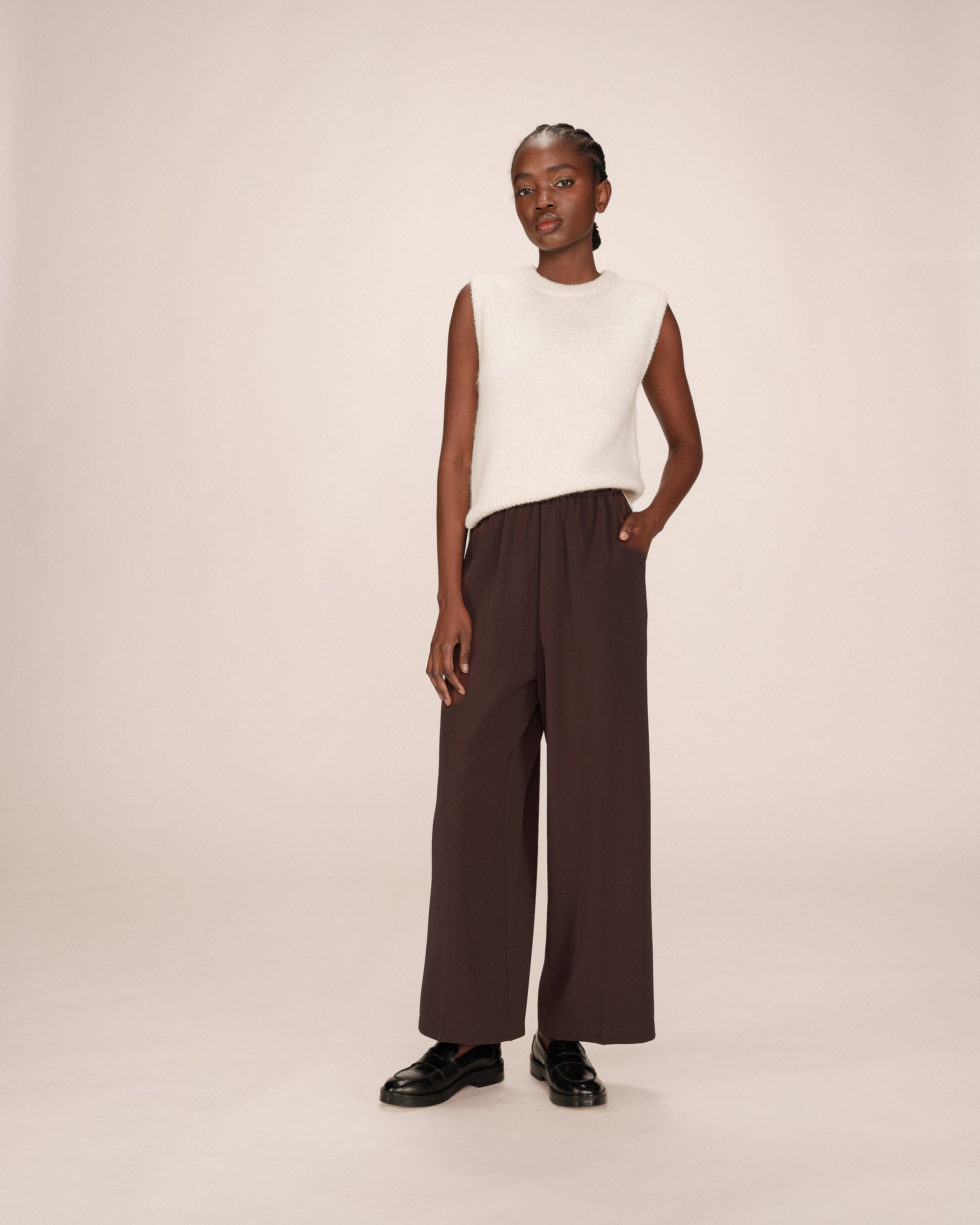 Pantalon fluide chocolat Noblesse