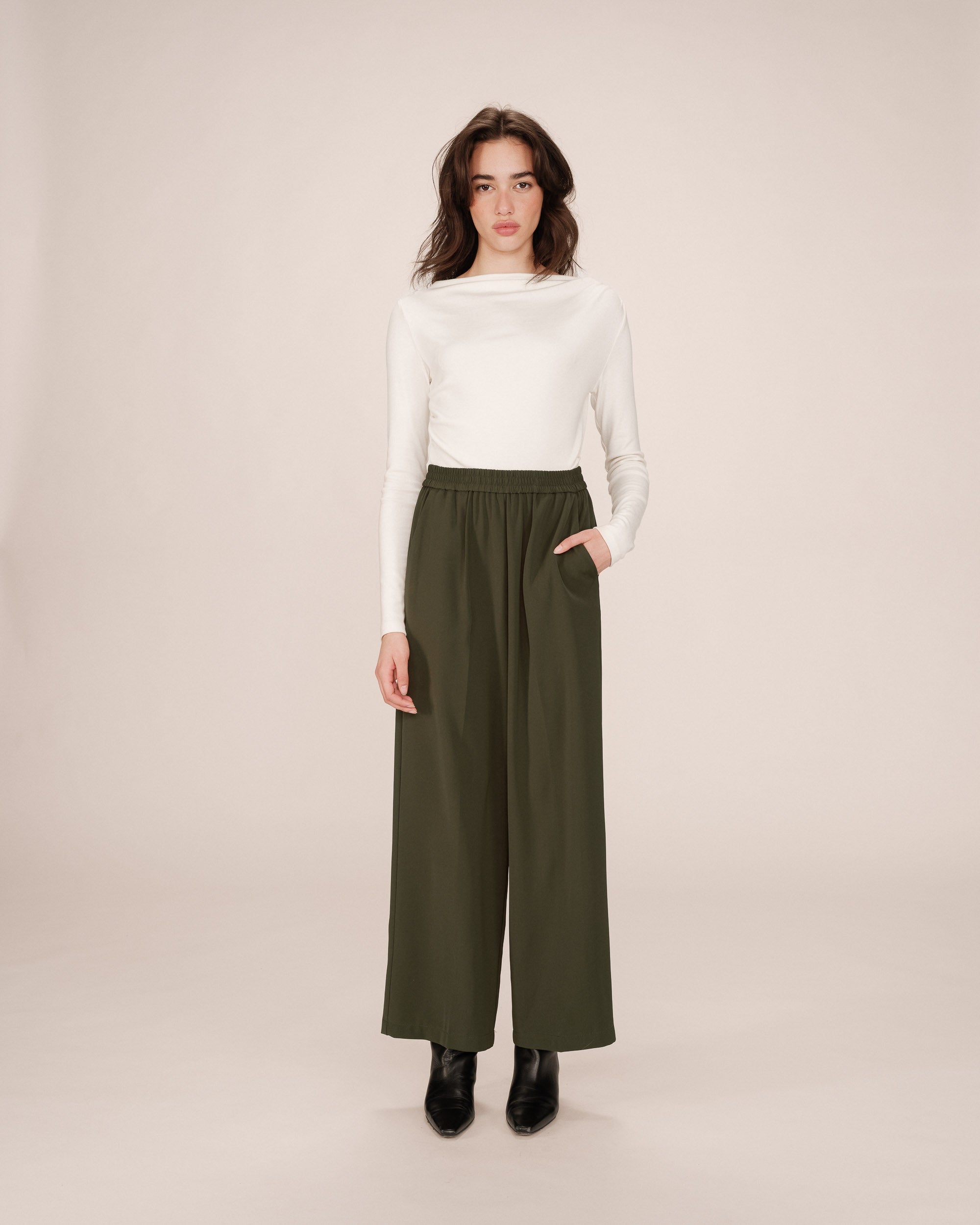 Pantalon fluide vert foret Noblesse