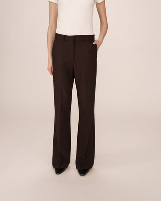Pantalon tailleur evase chocolat Singer