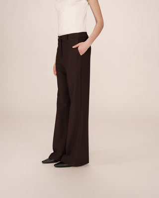 Pantalon tailleur evase chocolat Singer