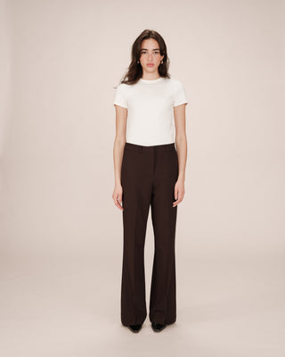 Pantalon tailleur evase chocolat Singer