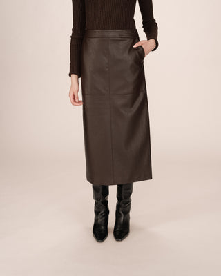 Jupe simili cuir chocolat Sirene