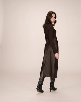 Jupe simili cuir chocolat Sirene