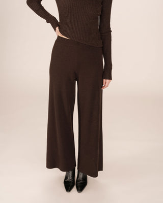 Pantalon en maille chocolat Sao