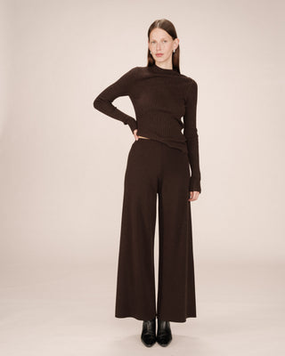 Pantalon en maille chocolat Sao