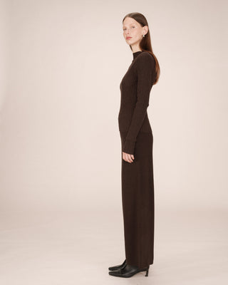 Pantalon en maille chocolat Sao