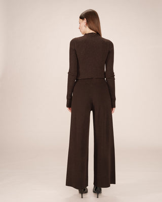 Pantalon en maille chocolat Sao