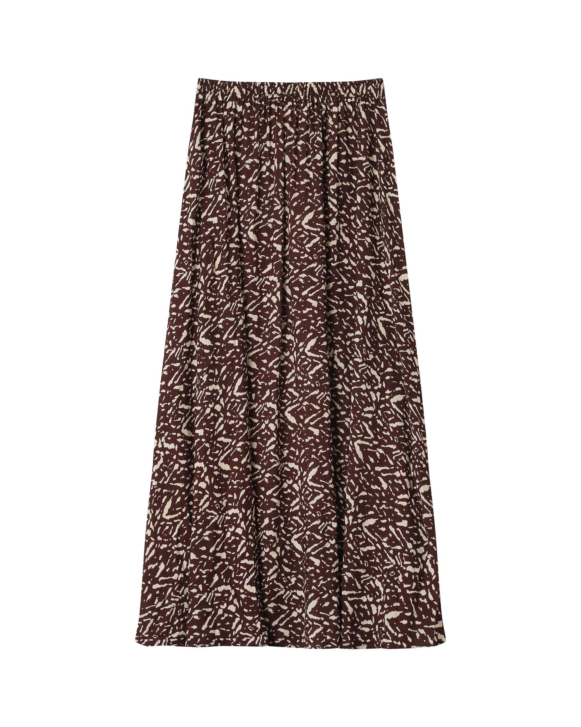 Jupe longue imprimée chocolat Sibella