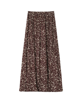 Jupe longue imprimée chocolat Sibella