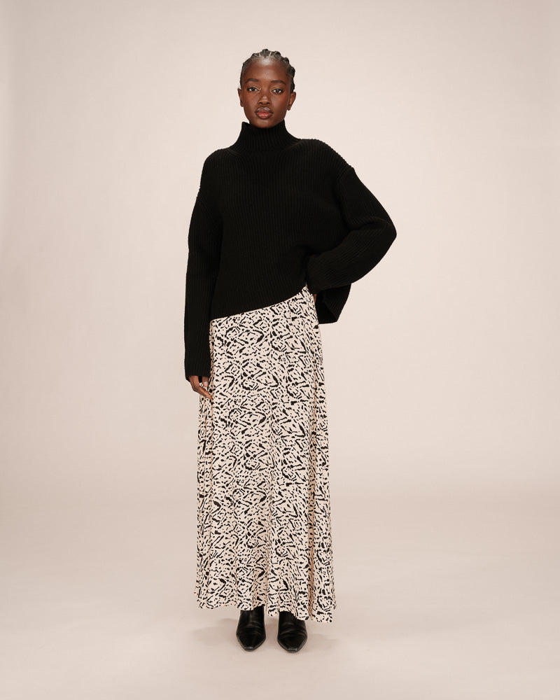 Jupe longue imprimée vanille Sibella