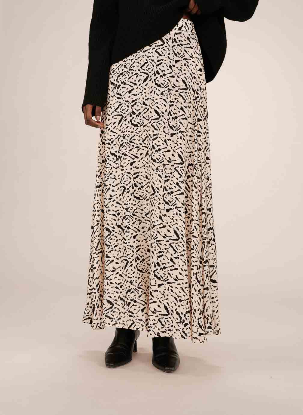 Jupe longue imprimée vanille Sibella