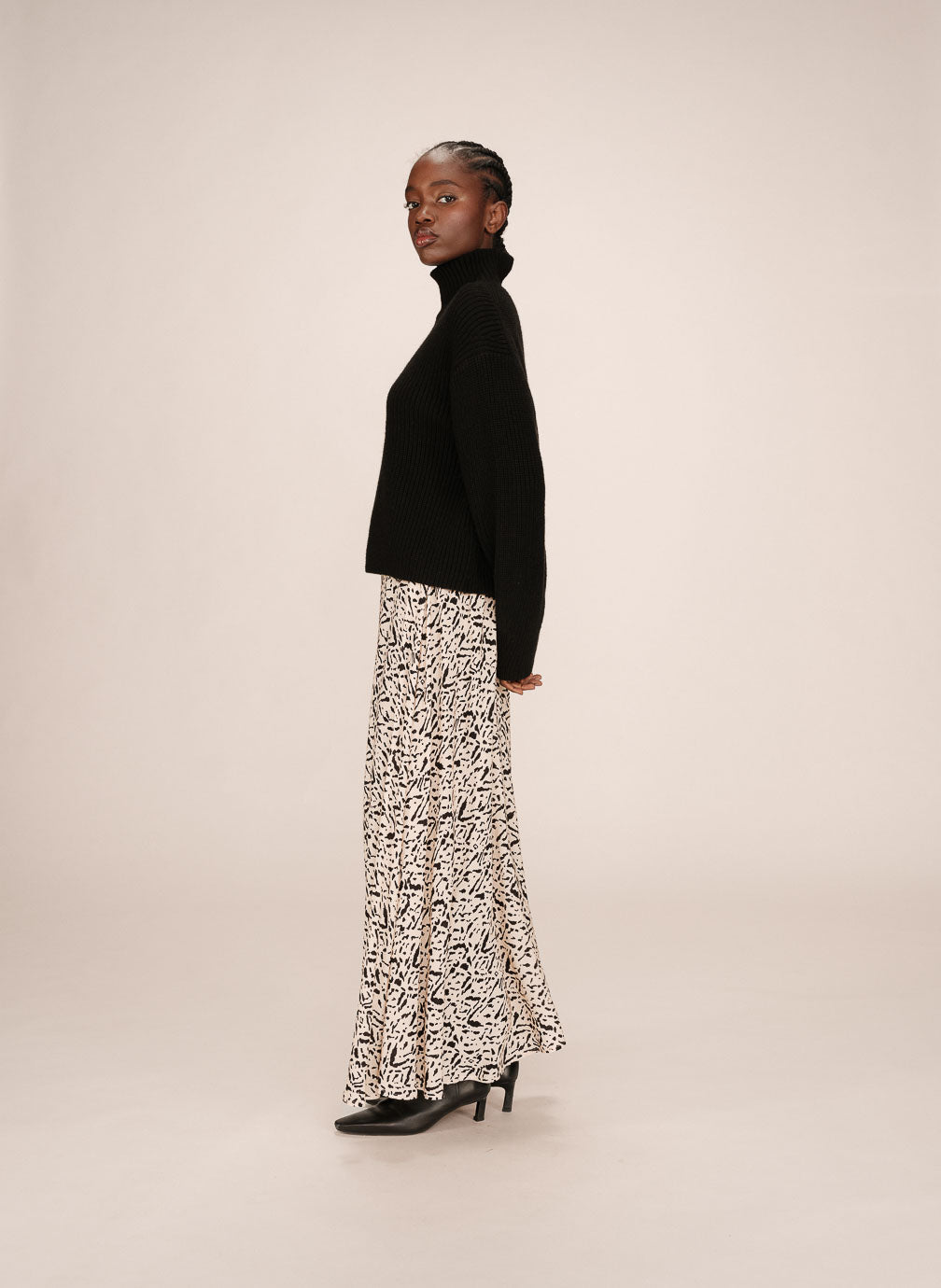 Jupe longue imprimée vanille Sibella