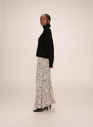 Jupe longue imprimée vanille Sibella
