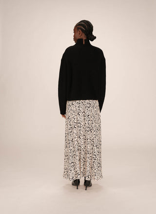 Jupe longue imprimée vanille Sibella