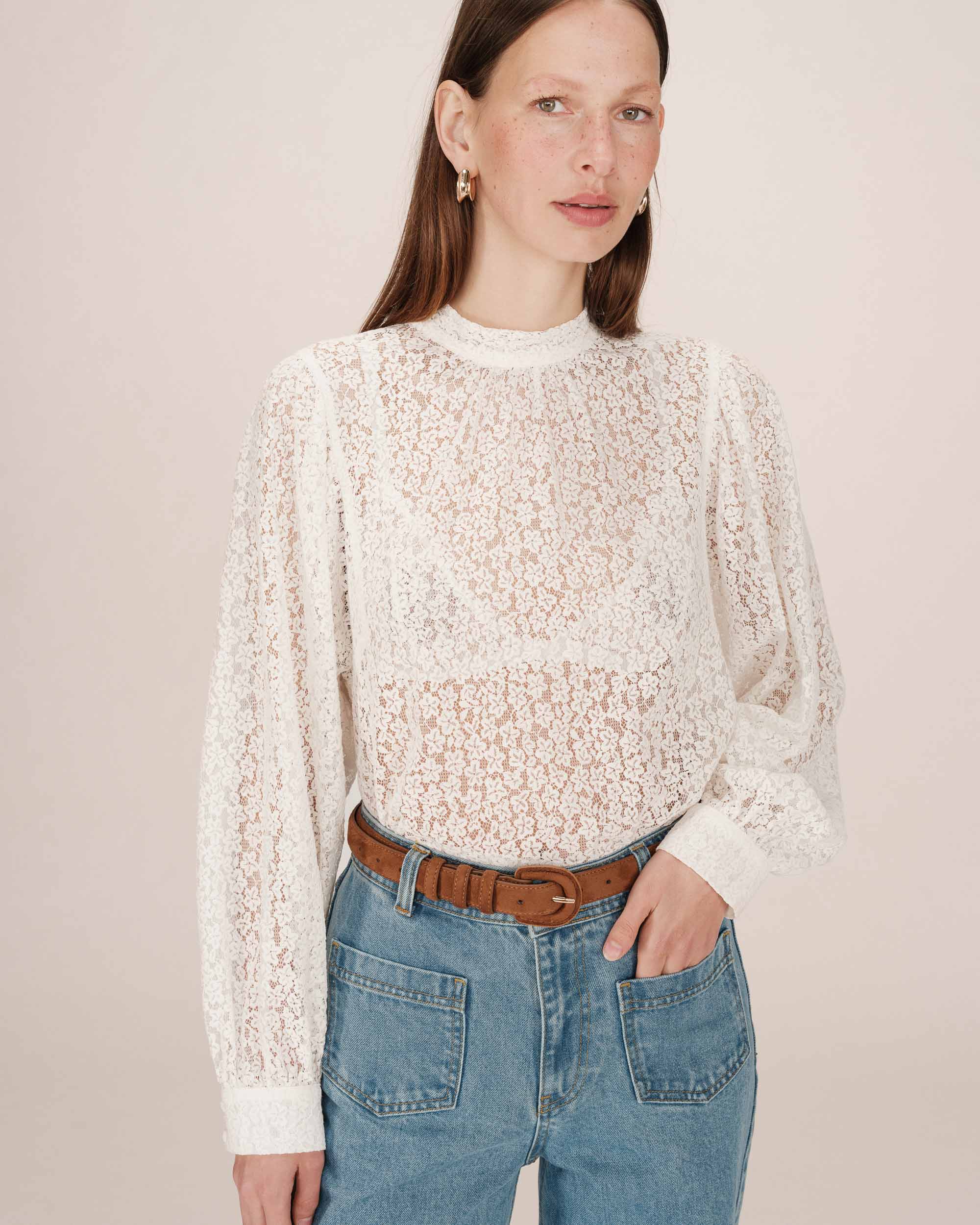 Blouse col lavallière ivoire Sicilia
