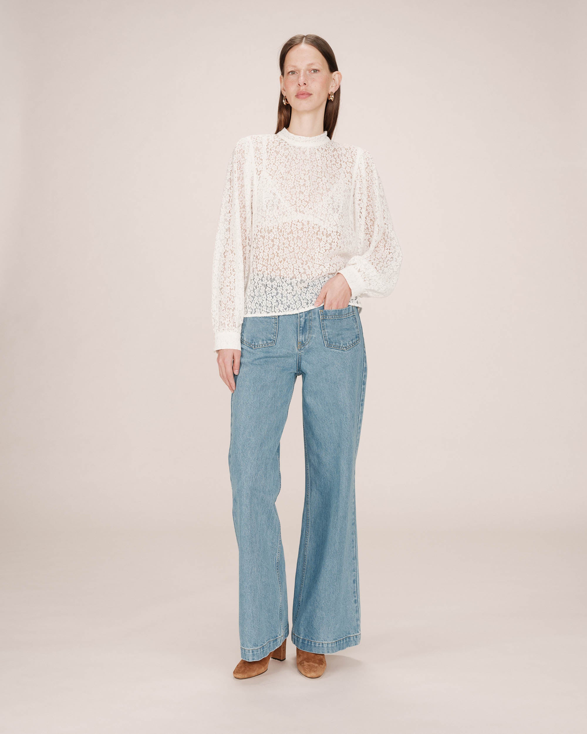 Blouse col lavallière ivoire Sicilia