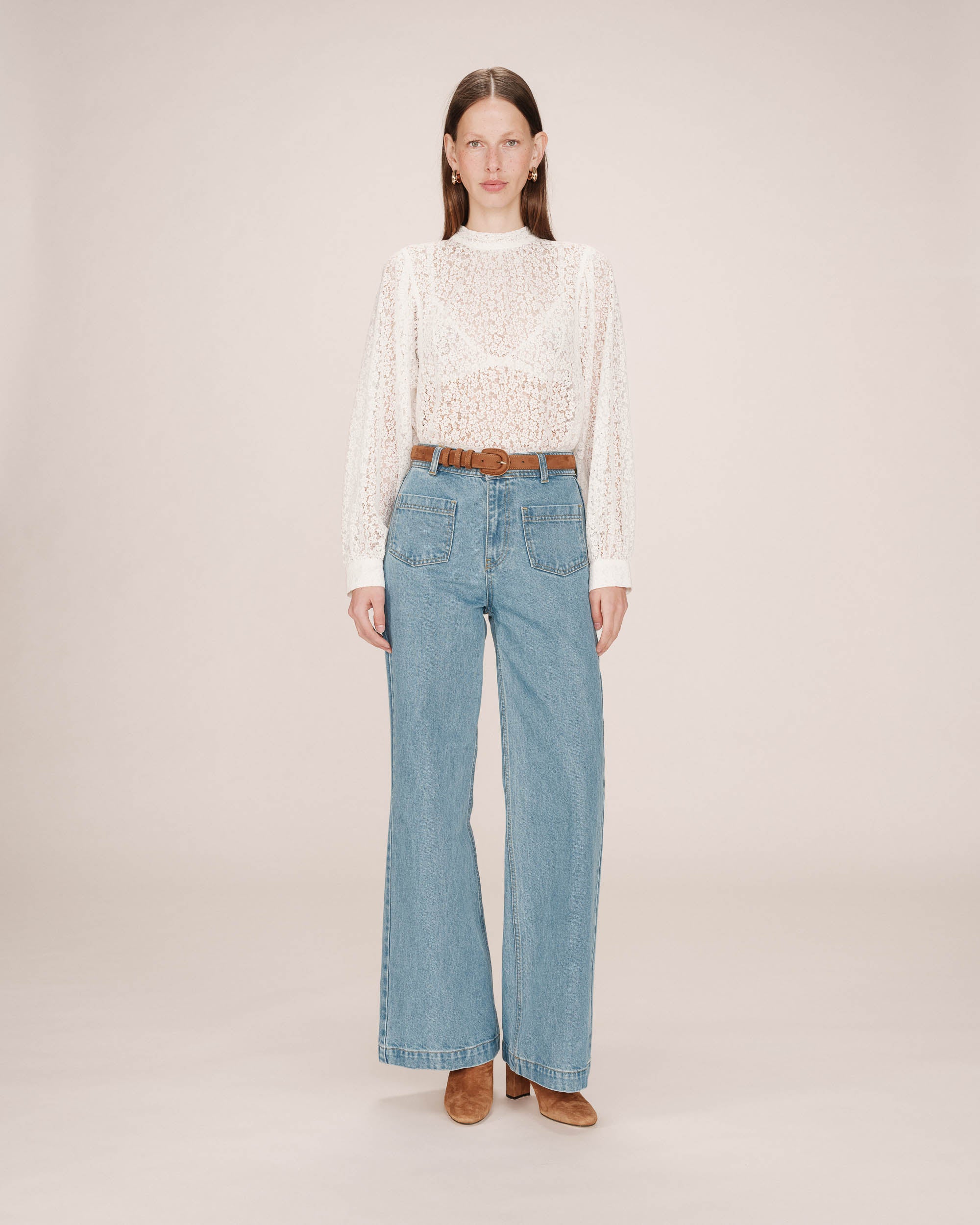 Blouse col lavallière ivoire Sicilia