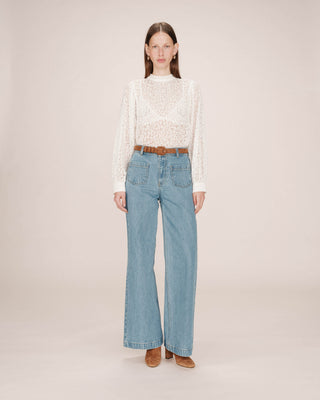Blouse col lavallière ivoire Sicilia