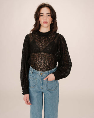 Tie-neck blouse black Sicilia