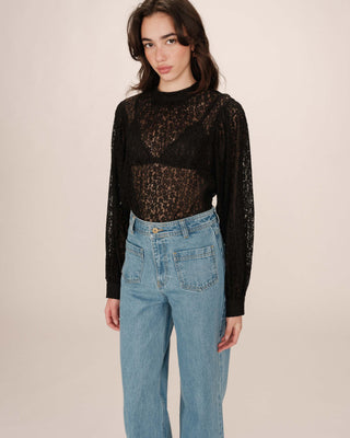 Tie-neck blouse black Sicilia