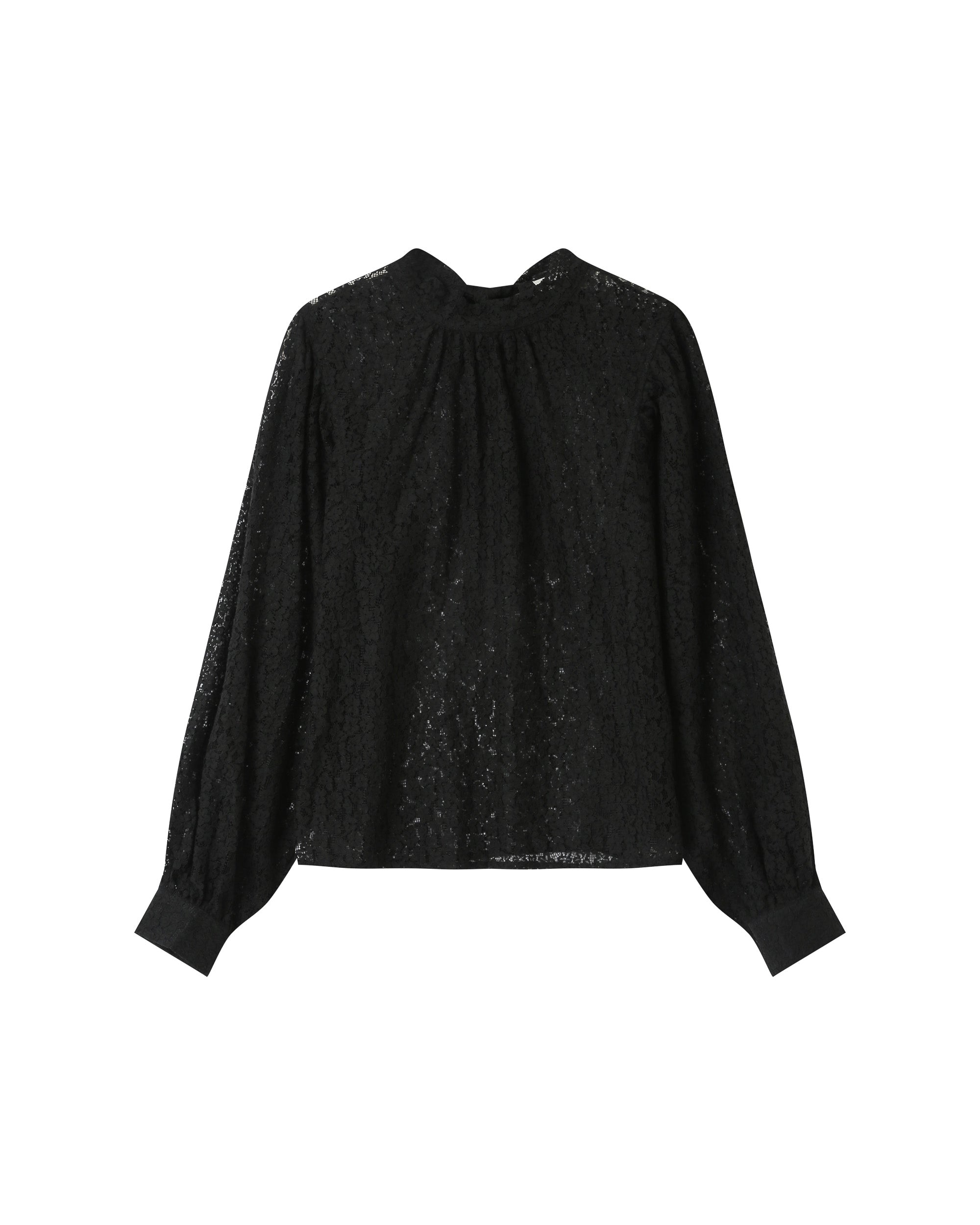 Tie-neck blouse black Sicilia