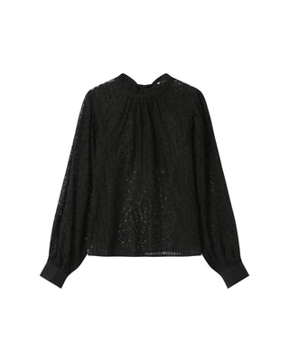 Tie-neck blouse black Sicilia
