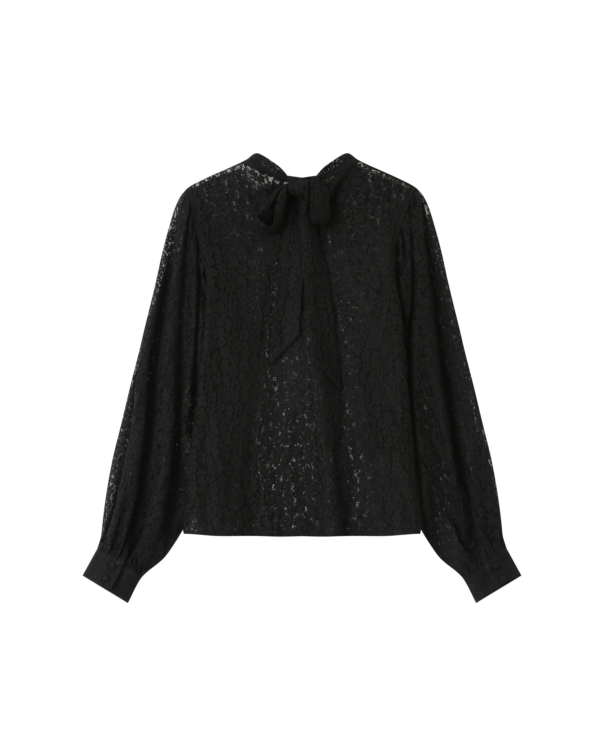 Tie-neck blouse black Sicilia
