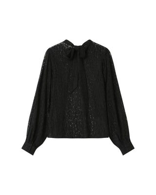 Tie-neck blouse black Sicilia